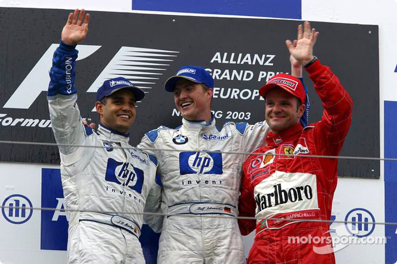 Los nueve podios de Montoya con el FW25 en 2003