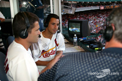 Visit at a St. Louis Cardinals baseball game: Gil de Ferran and Helio Castroneves