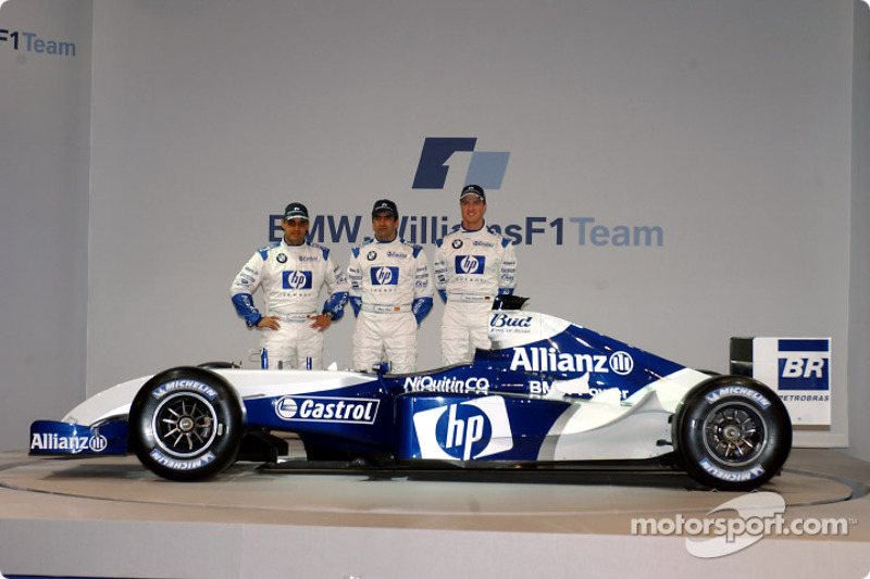 Хуан-Пабло Монтойя, Марк Жене і Ральф Шумахер з новим Williams FW26 BMW