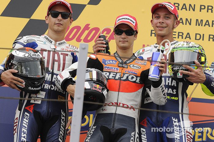 2010: 1. Dani Pedrosa, 2. Jorge Lorenzo, 3. Valentino Rossi