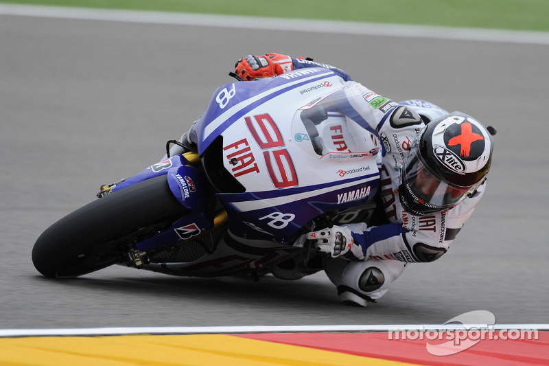 Jorge Lorenzo, Fiat Yamaha Team, durante los entrenamientos del GP de Aragón 2010