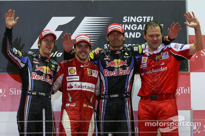 2010: 1. Fernando Alonso, 2. Sebastian Vettel, 3. Mark Webber