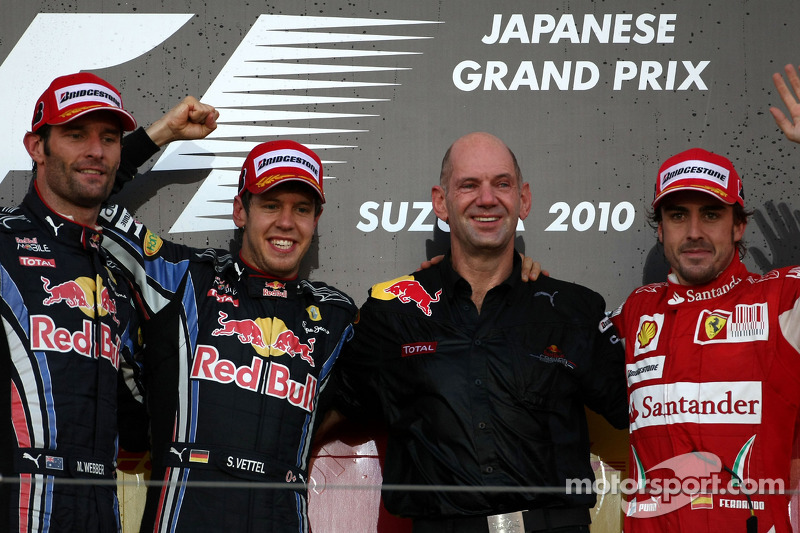 2010: 1. Sebastian Vettel, 2. Mark Webber, 3. Fernando Alonso