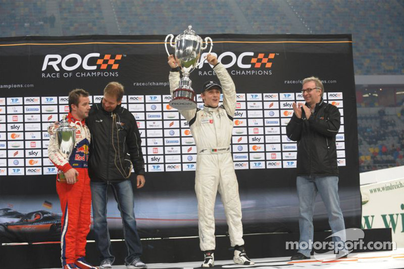 Podium: Race of Champions winner Filipe Albuquerque, second place Sébastien Loeb