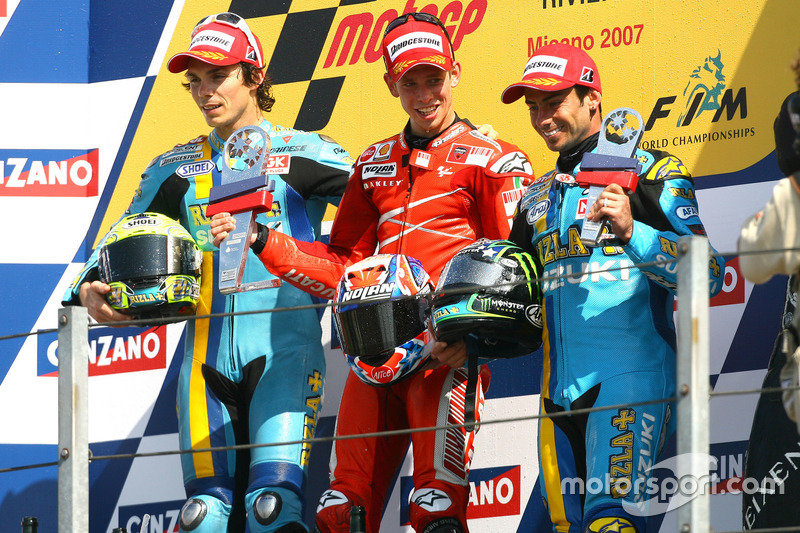 2007: 1. Casey Stoner, 2. Chris Vermeulen, 3. John Hopkins