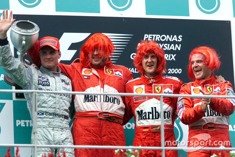 Дэвид Култхард, McLaren; Росс Браун, Ferrari; Михаэль Шумахер, Ferrari; Рубенс Баррикелло, Ferrari