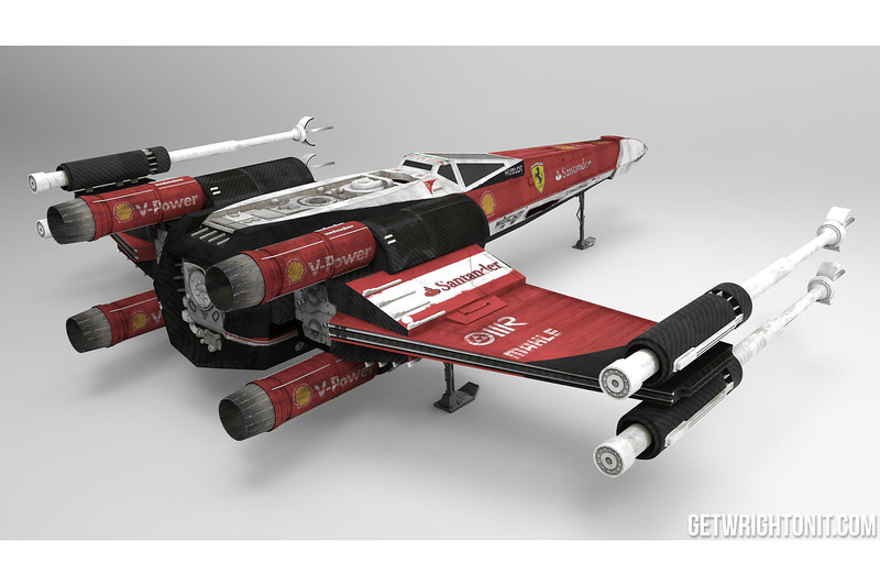 Star Wars X,Wing con la decoración de Ferrari