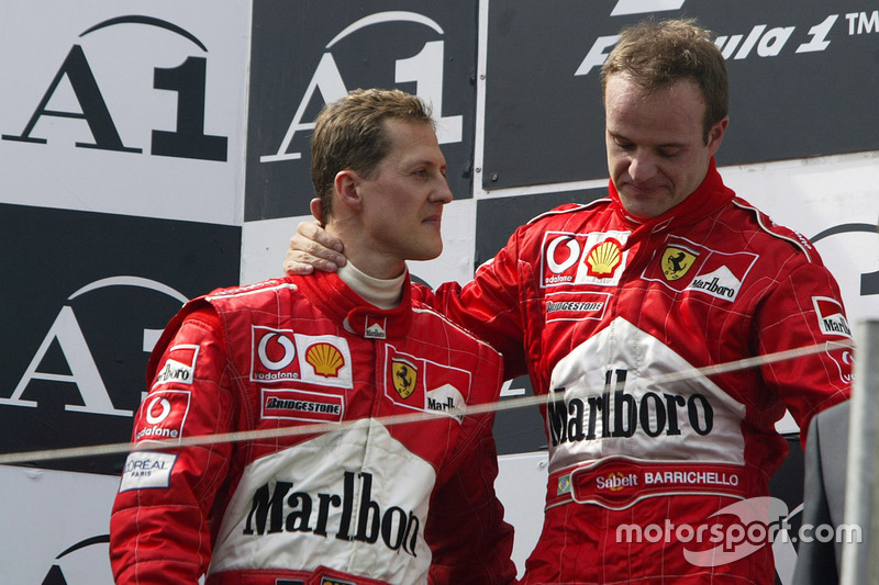 Подіум: переможець гонки Міхаель Шумахер, Ferrari, друге місце Рубенс Баррікелло, Ferrari