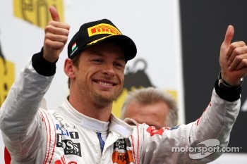 Podium: race winner Jenson Button, McLaren Mercedes