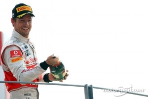 Podium: second place Jenson Button, McLaren Mercedes