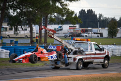 Damaged car of EJ Viso, KV Racing Technology Chevrolet