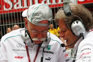 Dr. Dieter Zetsche, Daimler AG CEO with Norbert Haug, Mercedes Sporting Director on the grid