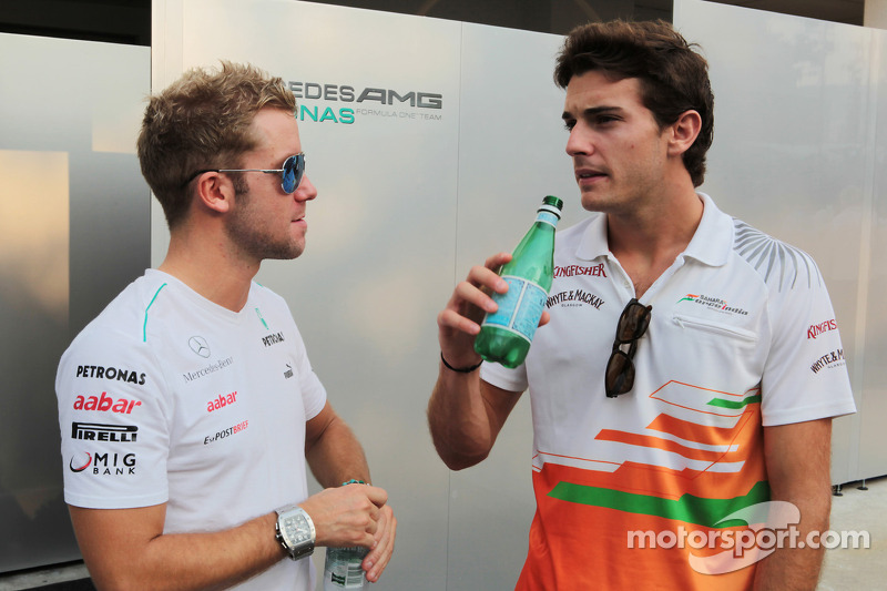 Sam Bird, Mercedes AMG F1 Test And Reserve Driver met Jules Bianchi, Sahara Force India F1 Team Thir