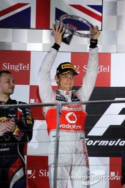 Podium: second place Jenson Button, McLaren Mercedes