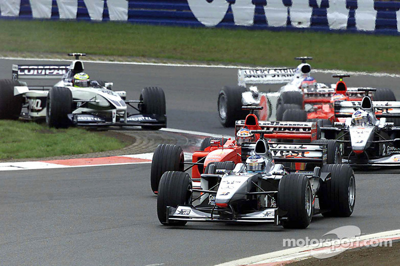 Mika Hakkinen leads at the start