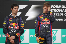 Podium : vainqueur Sebastian Vettel, Red Bull Racing, deuxième Mark Webber, Red Bull Racing