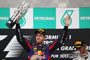 Podium: race winner Sebastian Vettel, Red Bull Racing