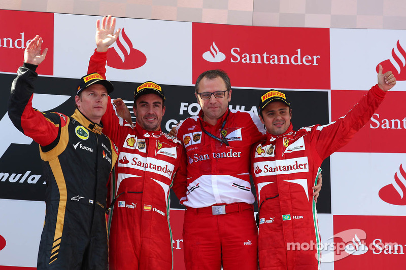 2013: 1. Fernando Alonso, 2. Kimi Räikkönen, 3. Felipe Massa