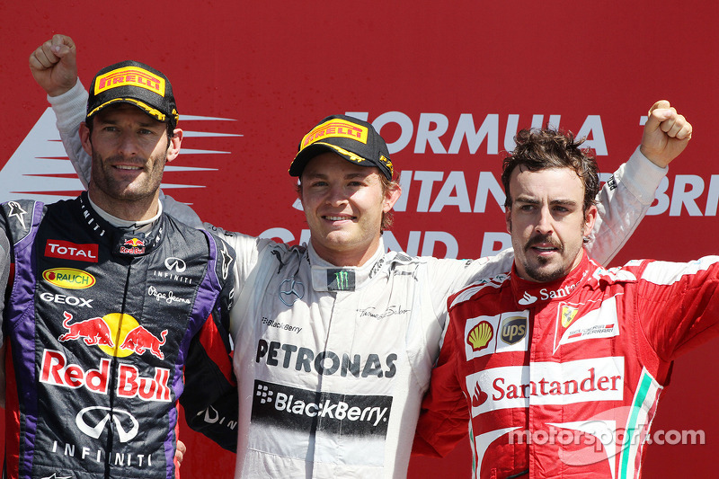 Podium: 1. Nico Rosberg, 2. Mark Webber, 3. Fernando Alonso