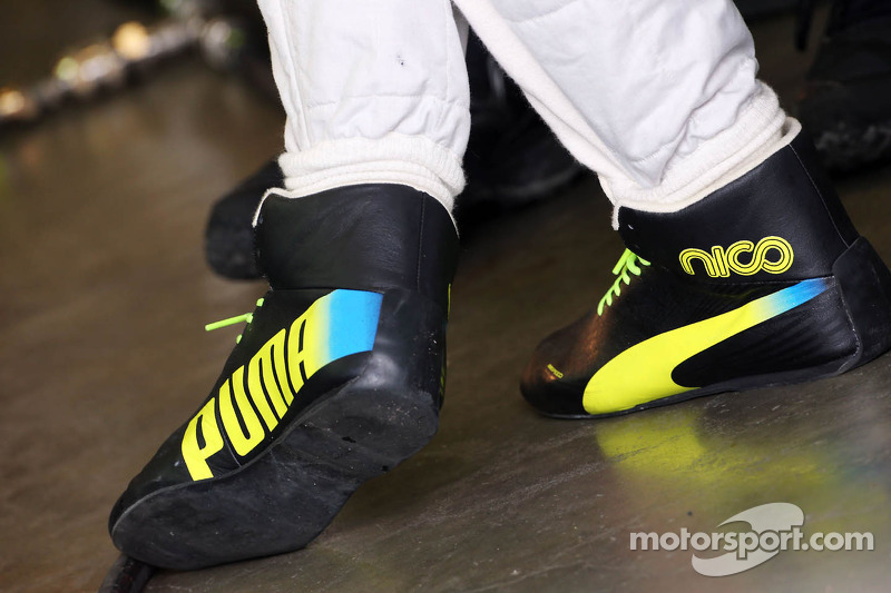 Las botas de carreras de la marca Puma racing boots de Nico Rosberg, Mercedes AMG F1