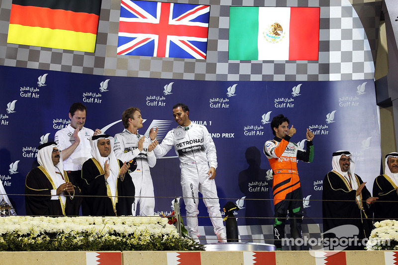 2014. Подіум: 1. Льюіс Хемілтон, Mercedes. 2. Ніко Росберг, Mercedes. 3. Серхіо Перес, Force India-Mercedes