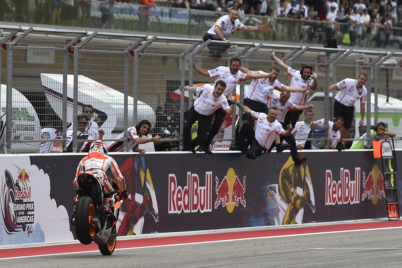 Race winner Marc Marquez celebrates