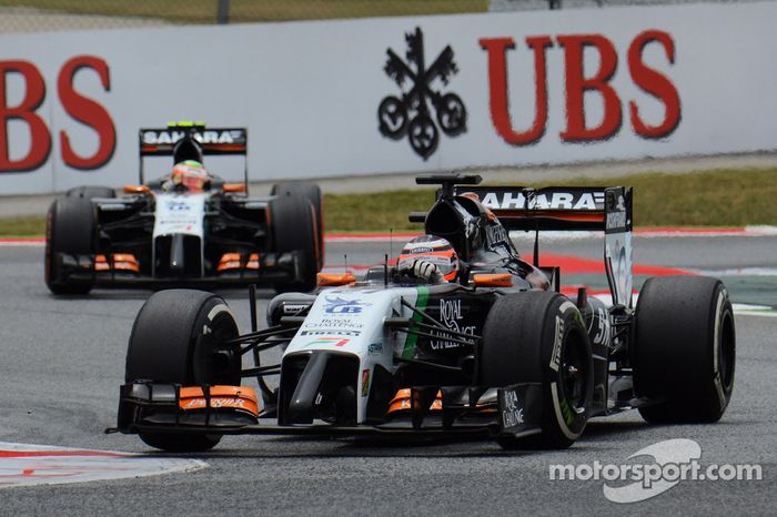 Nico Hulkenberg, Sahara Force India F1 VJM07 y Sergio Pérez, Sahara Force India F1 VJM07