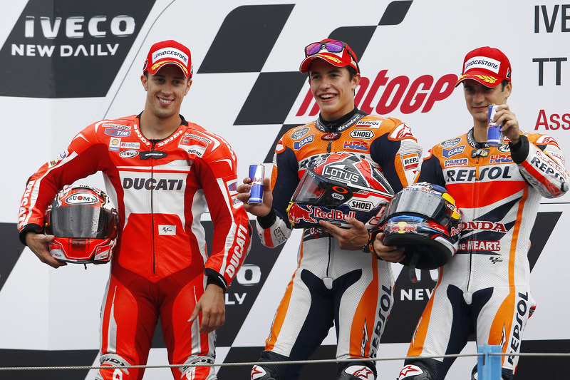Podio: 1º Marc Márquez, 2º Andrea Dovizioso, 3º Dani Pedrosa