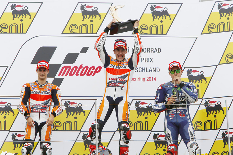 Podium: 1. Marc Marquez, 2. Dani Pedrosa, 3. Jorge Lorenzo