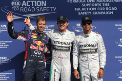 Sebastian Vettel, Red Bull Racing, Nico Rosberg, Mercedes AMG F1 Team and Lewis Hamilton, Mercedes AMG F1 Team