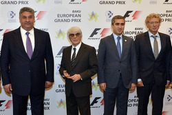 Azad Rahimov, Azerbaijan Minister of Youth and Sport, Bernie Ecclestone, Formula One CEO, Anar Alekperov, president of Azerbaijan Automobile Federation, Hermann Tilke, circuit designer