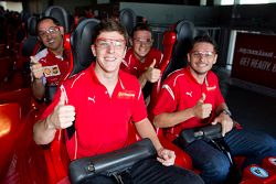 Giancarlo Fisichella, James Calado and Davide Rigon at Ferrari World