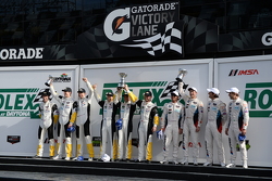 GTLM podium: winners Jan Magnussen, Antonio Garcia, Ryan Briscoe, second place Bill Auberlen, Dirk Werner, Augusto Farfus, Bruno Spengler, third place Oliver Gavin, Tommy Milner, Simon Pagenaud
