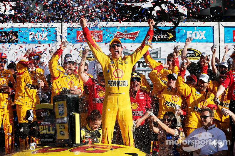 Race winner Joey Logano, Team Penske Ford celebrates