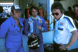 Jacques Laffite, Ligier JS5-Matra with Guy Ligier, owner, and Gérard Ducarouge, designer and engineer