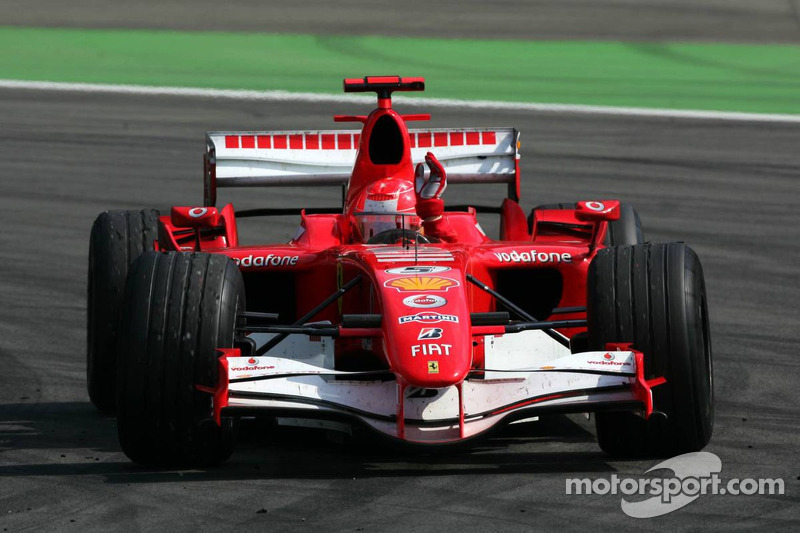 Race winner Michael Schumacher celebrates