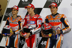 Dani Pedrosa, Repsol Honda Team and Andrea Dovizioso, Ducati Team y Marc Marquez, Repsol Honda Team