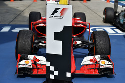 The Ferrari SF15-T of race winner Sebastian Vettel, Ferrari in parc ferme