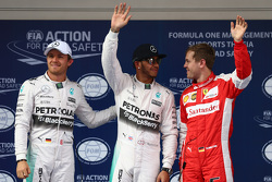Nico Rosberg, Mercedes F1, Lewis Hamilton, Mercedes F1 et Sebastian Vettel, Ferrari