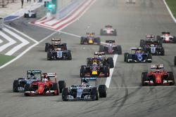 Lewis Hamilton, Mercedes AMG F1 W06 leads at the start of the race