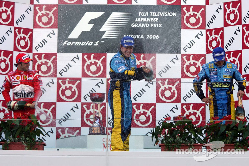 2006. Подіум: 1. Фернандо Алонсо, Renault. 2. Феліпе Масса, Ferrari 3. Джанкарло Фізікелла, Renault
