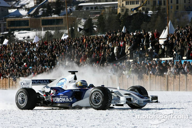 Nick Heidfeld, a BMW Sauber F1, St Moritz horse racing, special spike tyres from Bridgestone