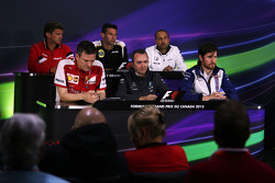 Conferenza Stampa FIA, Amministratore Delegato Manor Marussia F1 Team; Matthew Carter, CEO Lotus F1 Team ; Matt Morris, Direttore ingegneria McLaren; James Allison, Direttore Tecnico del Telaio Ferrari; Paddy Lowe, Direttore Esecutivo Mercedes AMG F1