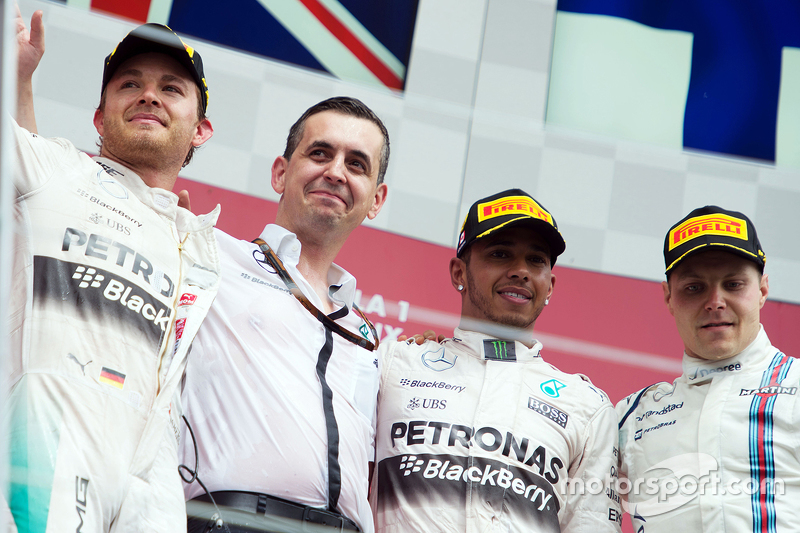 2015 - 1. Lewis Hamilton, 2. Nico Rosberg, 3. Valtteri Bottas