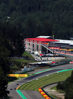 Lewis Hamilton, Mercedes AMG F1 W06 voor Jenson Button, McLaren MP4-30 en Marcus Ericsson, Sauber C3