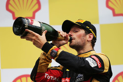 Ромен Грожан, Lotus F1 Team празднует третье место на подиуме