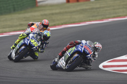 Jorge Lorenzo et Valentino Rossi, Yamaha Factory Racing, et Marc Marquez, Repsol Honda Team