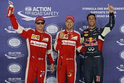 Ganador de la pole Sebastian Vettel, de Ferrari, el segundo lugar Daniel Ricciardo, de Red Bull Raci