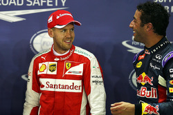 Le poleman Sebastian Vettel, Ferrari et le deuixème, Daniel Ricciardo, Red Bull Racing