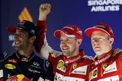 Podium: winner Sebastian Vettel, Ferrari, second place Daniel Ricciardo, Red Bull Racing, third place Kimi Raikkonen, Ferrari